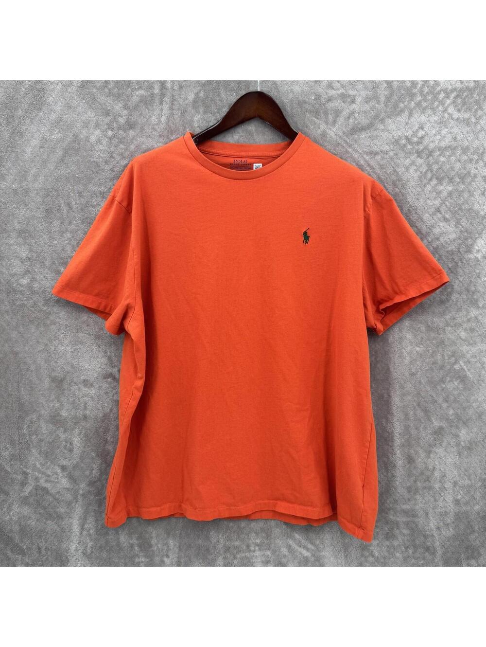 Polo Ralph Lauren Shirt Mens 2XL Orange Classic Fit Cotton Logo Crewneck T-Shirt
